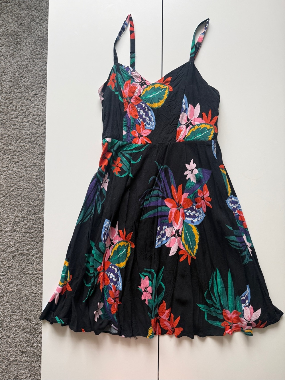 Old Navy Black Floral Spaghetti-Strap Sundress